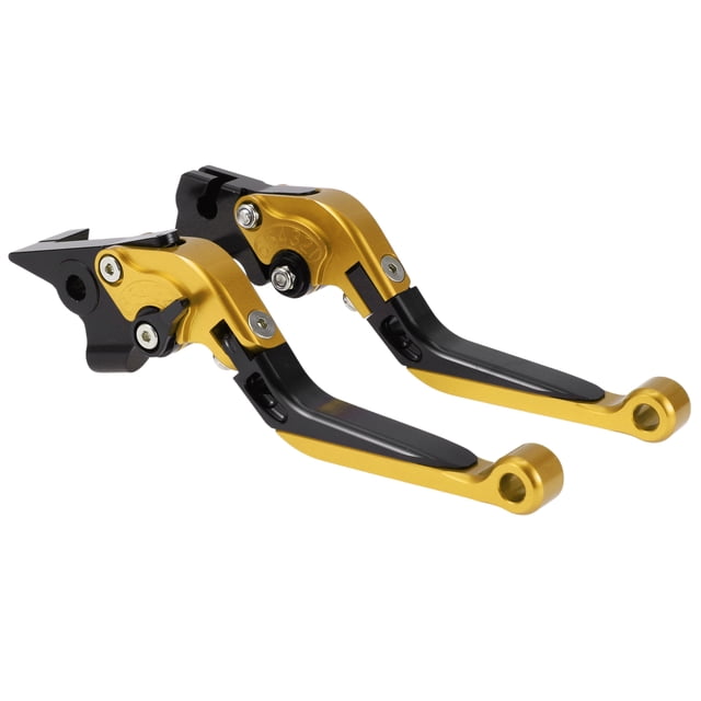 Palancas de freno y embrague largas y cortas para Yamaha MT-07 2014-2022, palanca de freno ajustable de motocicleta, aleación de aluminio, cabeza dorada, mango negro