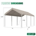 thumbnail image 6 of Clouddwell Carport 10x20 FT Heavy-Duty Portable Carport, Outdoor Car Canopy Shelter with Waterproof Tarp & Wind Resistant Design, Galvanized Steel Frame for Vehicle, RV, Boat, Truck Cover (Khaki), 6 of 8