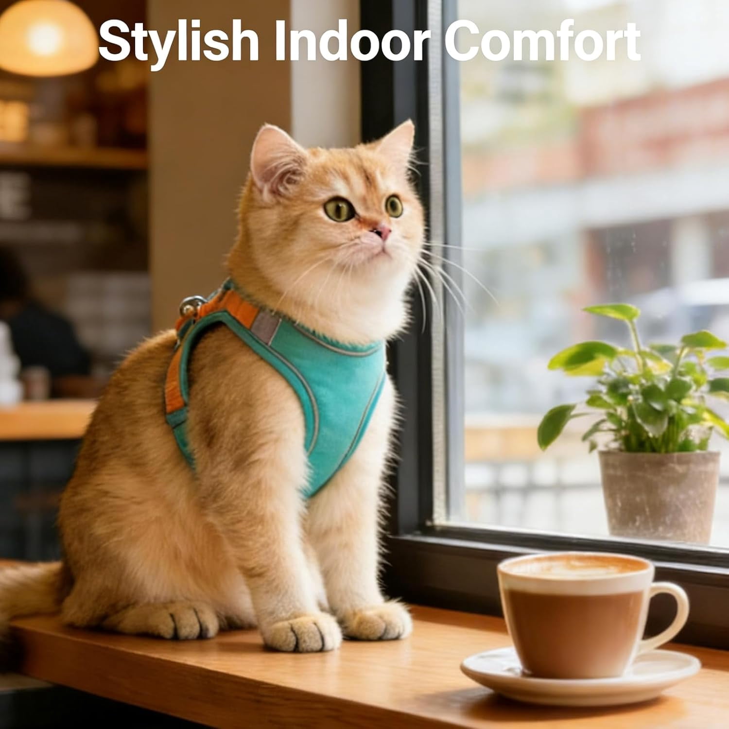 Cat Harness, Escape-Proof Cat Harness and Leash Set, Breathable Soft Adjustable Step-in Cats Leash, Easy Wear Outdoor for Small Medium Cats (Blue, XL (15-20 lb))
