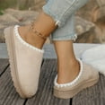 thumbnail image 4 of Women's Slippers Fuzzy Cozy Platform Mini Boots Indoor Outdoor Slides Mules Fleece Lined Winter Warm Suede Clogs, 4 of 7