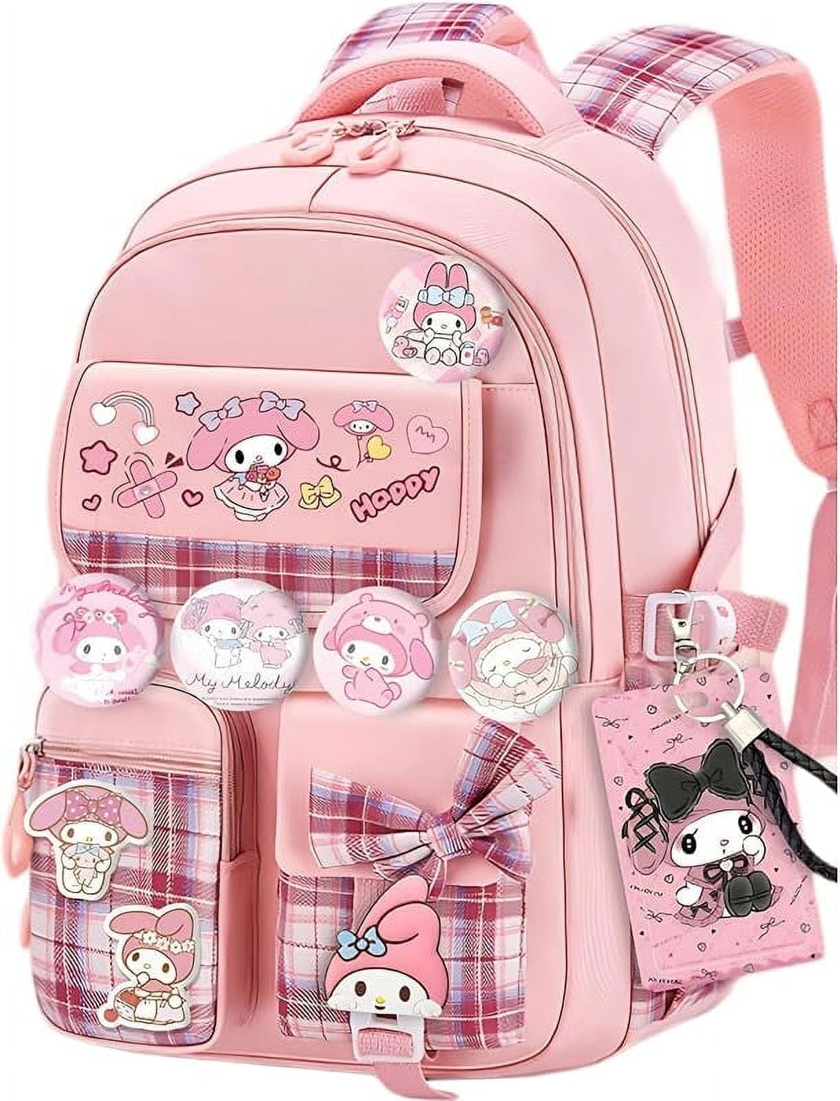 YAHAFEPYKawaii backpack with 18PCs accessories anime cartoon anti-theft travel aesthetic new semester gifts bag with cute pins…