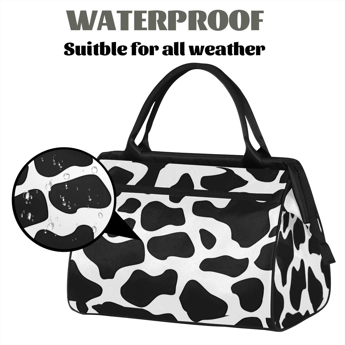 Herdesigns Cow Print Skin Weekender Travel Duffel Bag Carry On Overnight Gym Hospital Bag Personal Item Travel Bag