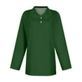 thumbnail image 4 of TODOZO Clearance Sale!! Women's Polo Shirts Cotton 3-Button Long Sleeve Collared Tops Summer Cool Shirt Uniform Casual Shirts Women's Short Sleeved Slim Casual Fashion Top Green 3Xl, 4 of 5
