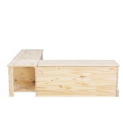 Linon Troyin Rustic Backless Corner Nook with Storage in Solid Unfinished Pine