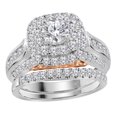 thumbnail image 2 of 14kt White Gold Womens Round Diamond Bellissimo Bridal Wedding Engagement Ring Band Set 5/8 Cttw, 2 of 2