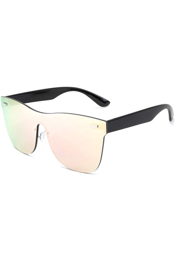 Oversized Mirrored Frameless Lens One Piece Sunglasses for Women Men B2647