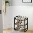 thumbnail image 5 of AuroraX Stainless Steel Shoe Rack Black Metal 3 Tier Small Shoe Rack Organizer Free Standing Vertical Sturdy Space-Saving Corner Minimalist Shoe Storage Organizer for Closet,Entryway,Door, 5 of 6