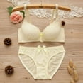 thumbnail image 1 of Promotion Clearance Lace No Steel Ring Small Chest Gathered Adjustment Lace Bow Bra + Briefs Set black 70, 1 of 9