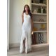 thumbnail image 4 of Vestido elegante de punto con abertura y borlas irregulares para mujer, vestidos largos ajustados sin mangas con cuello redondo, vestidos de fiesta a la moda para mujer, 4 of 5