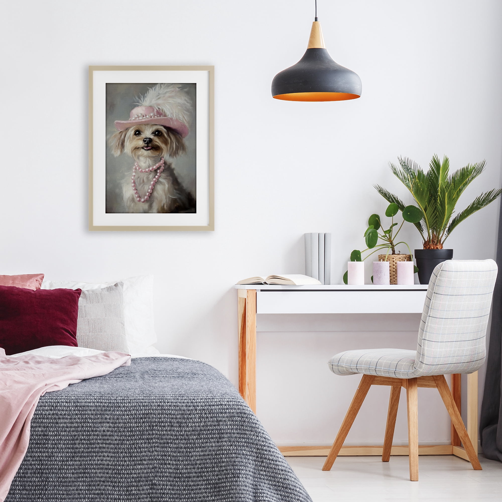 Stupell Industries Lady Yorkie Portrait Birch Framed Print Under Glass, design by Tina LeCour