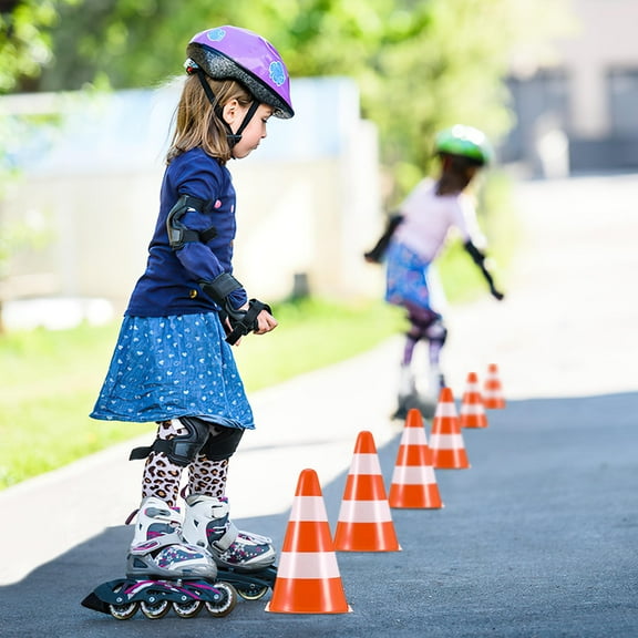 6-Pack 9 Inch Orange Traffic Safety Cones for Road Use, Parking Lots, Driving Practice, Kids Soccer Training, Outdoor Sports & Games
