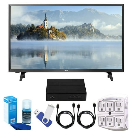 LG 32LJ500B LJ500B Series 32" Class LED HDTV (2017 Model) Plus Terk Cut-the-Cord HD Digital TV Tuner and Recorder 16GB Hook-Up Bundle
