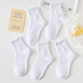 thumbnail image 3 of 5 Pairs Kids Athletic Crew Socks Boys Girls Cotton School Uniform Casual Basic Socks White, 3 of 7