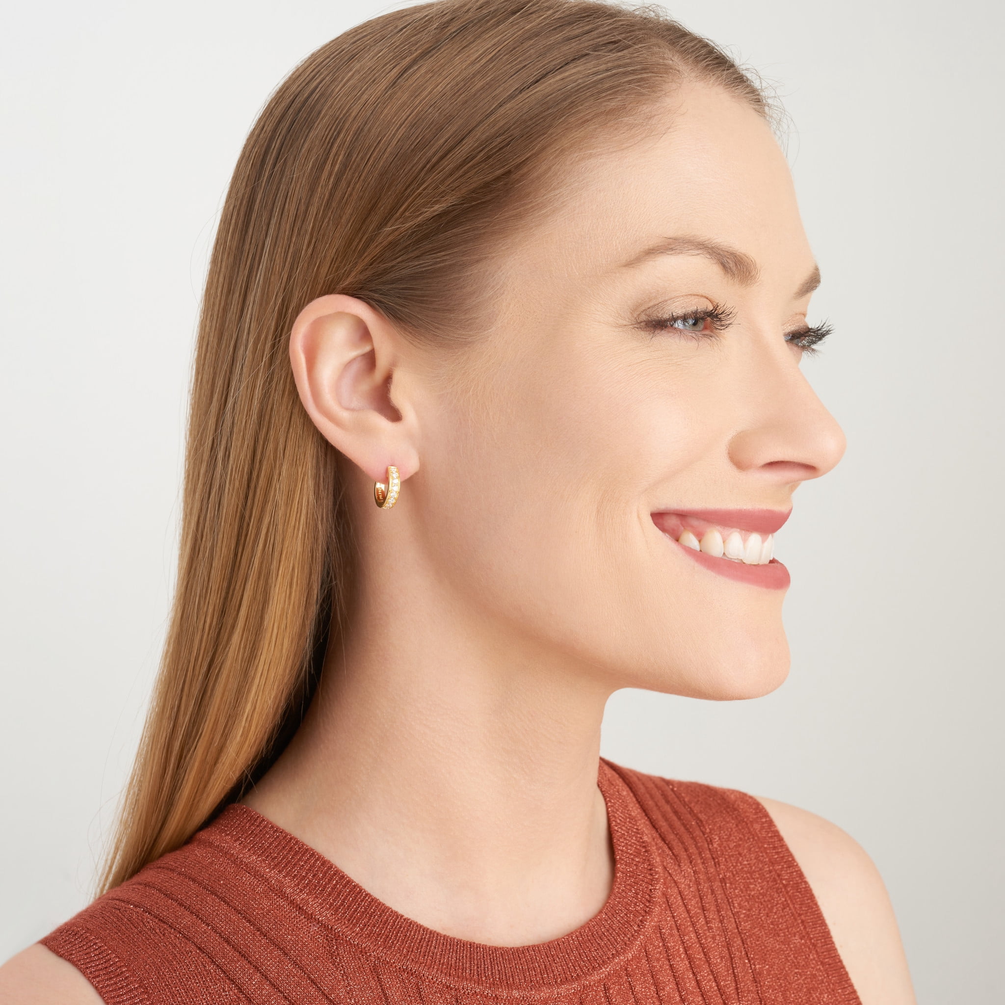 Forever Facets 3/8 CT TW Lab Grown Diamond Hoops in 18k Gold over Sterling Silver, Adult Female