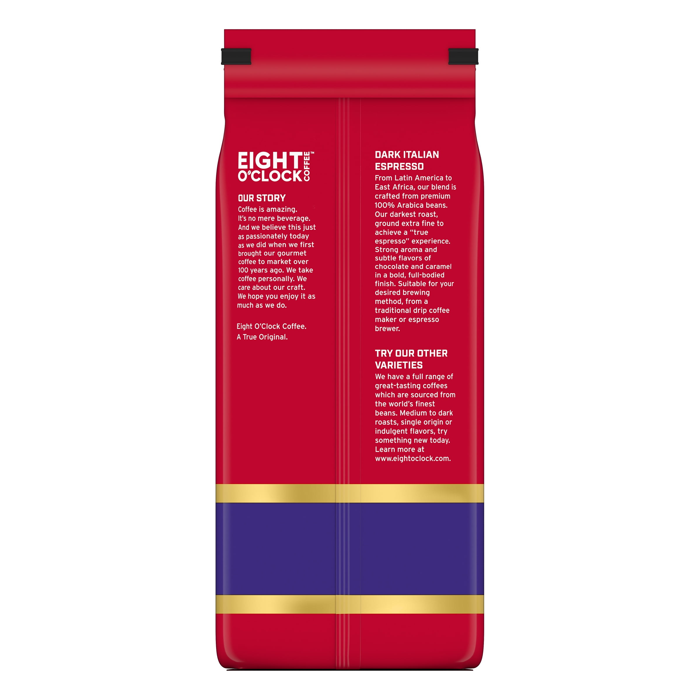 Eight O'Clock Dark Italian Espresso, Dark Roast, Ground Coffee 30oz
