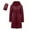 Wine, variant on Women's Slim Fit Mid-Length Puffer Coat, Detachable Hood Down Jacket, Long Sleeve Zipper Jacket, Casual Winter Coat, Warm Tapered Coat Black L