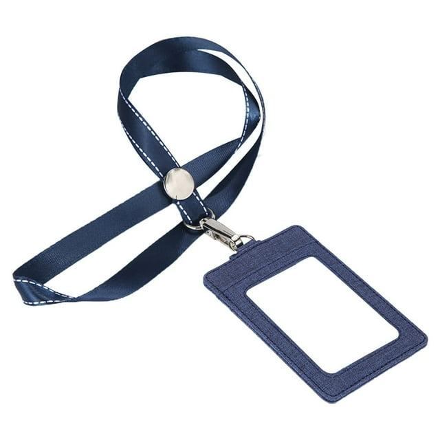 Porte-badge avec Lanière Résistant à l'Usure Anti-Rayures Texture Fine Polyvalent Protéger Porte-Badge ID Portable Fournitures de Bureau