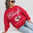 thumbnail image 4 of Women's Gameday Couture Red Kansas City Chiefs Legacy Club Premium Fleece Drop Shoulder Oversized Sweatshirt, 4 of 5