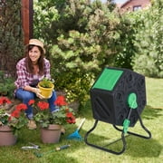 SuperDeal 18.5Gal Black Single Chamber Composter Bin 360° Tumbling Tank BPA-Free PP Plastic