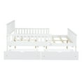 thumbnail image 3 of Lit Plateforme Grand Format en Bois Blanc avec Garde-Corps et Tiroirs de Rangement, 3 of 8