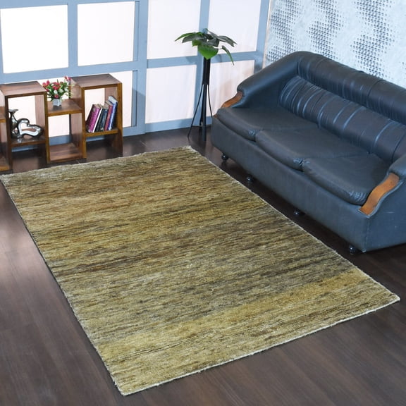 Rugsotic Carpets Hand Knotted Jute Eco-Friendly 6'x9' Area Rugs Rectangle Beige Contemporary High Pile Natural Fiber Outdoor Indoor Handmade Rug for Living Room, Bedroom J00035