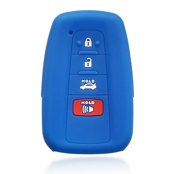 Massimiliano Incas Dobrev Silicone 4 Buttons Smart Key Fob Cover Case Protector Keyless Jacket Holder for 2018 2019 Toyota Camry Rav4 2017 C-HR Prius Avalon Corolla 2020 Smart Remote Key (Blue)