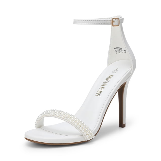 Sandalia DREAM PAIRS KARRIE Perla Blanca con Correa al Tobillo 11