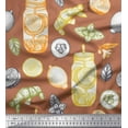 thumbnail image 1 of Soimoi Poly Georgette Fabric Lemon Slice Jar,Cucumber & Ginger Vegetable Printed Craft Fabric by the Yard 42 Inch Wide, 1 of 1