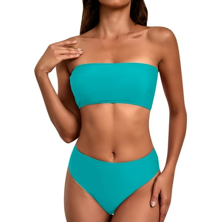 Chuancc Bandeau Swim Top Bathing Suit for Women 2 Piece Swimsuit For Women High Leg Bikini Sets For Women Plus Swimsuits For Women 2025 Multi-color L Clearance