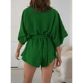 thumbnail image 6 of Liacowi Women Shorts Jumpsuit Solid Color Buttons Baggy 3/4 Sleeve Playsuit Summer Cual Rompers Clubwear Streetwear, 6 of 7