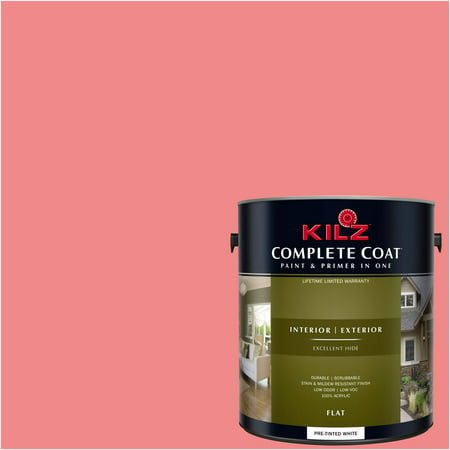 KILZ COMPLETE COAT Interior/Exterior Paint & Primer in One, #LA180-01 Ruffle Pink (Best Dusty Pink Paint)
