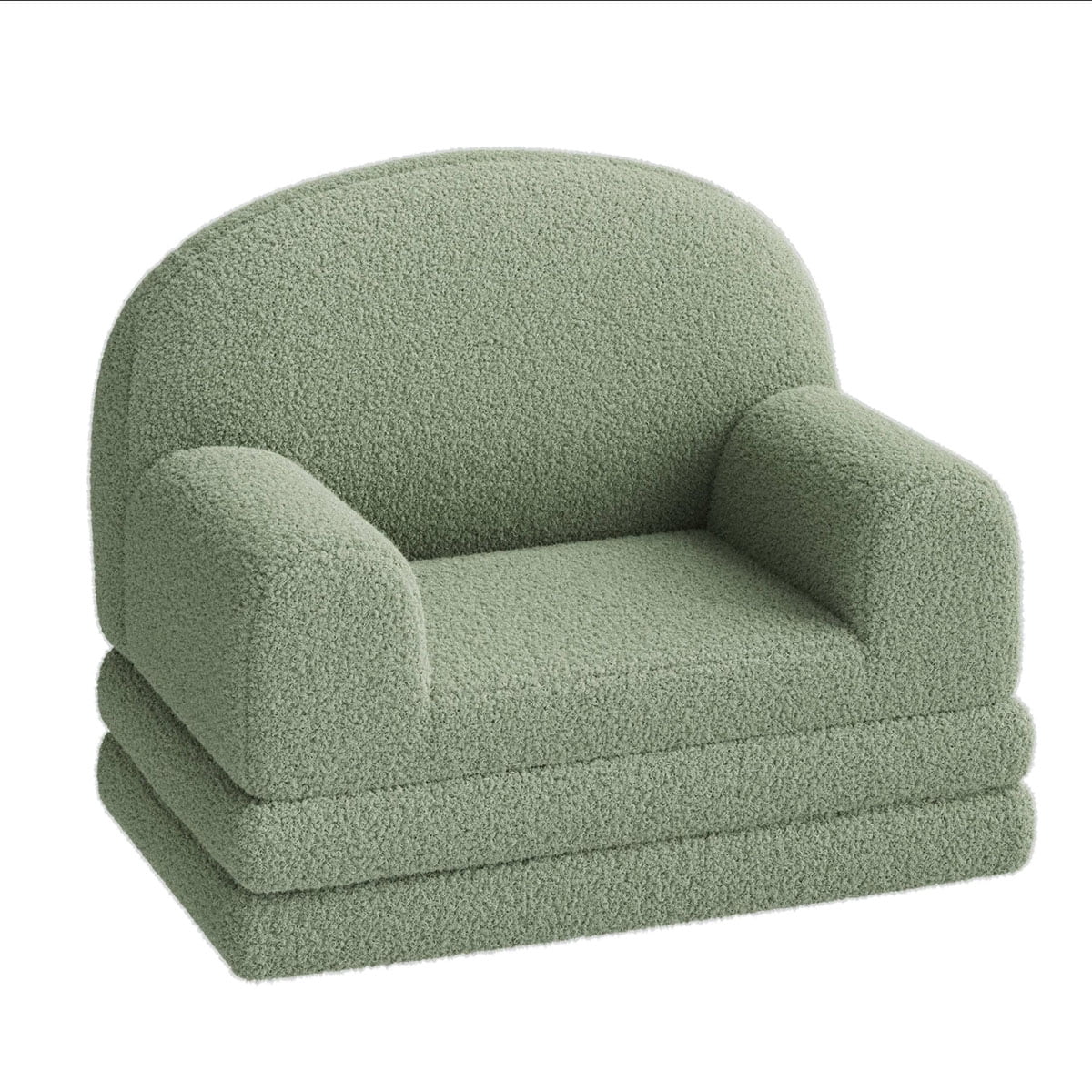 Ataucjin 2-in-1 Kids Sofa Chair, Convertible Toddler Couch Lounge, Comfy Fold Out Teddy Fleece Fabric Children's Sofa Bed for Playroom, Bedroom, Nursery, Gift for Boys & Girls