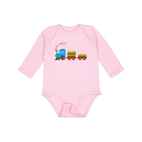 Inktastic Colorful Toy Train Boys or Girls Long Sleeve Baby Bodysuit