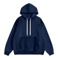 thumbnail image 6 of Otntypg Women’s Denim Hoodie Jacket Lightweight Jean Pullover Casual Long Sleeve with Pocket Drawstring Hooded Sweatshirt Tops Dark Blue M, 6 of 8