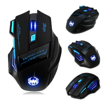 7 Buttons LED Optical Wireless Gaming Mouse For Win7/8 ME XP, 2400 DPI /1600 DPI /1000 DPI /600 (Best Vertical Gaming Mouse)