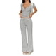 thumbnail image 2 of Conjunto de 2 Piezas A Rayas para Mujer, Camiseta de Corta, Pantalón , Conjunto de Estar por Casa A Juego con Bolsillos. y Negro S, 2 of 9