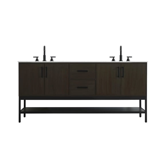 Elegant Kitchen and Bath 72 Inch Double Bathroom Vanity In Mocha Brown