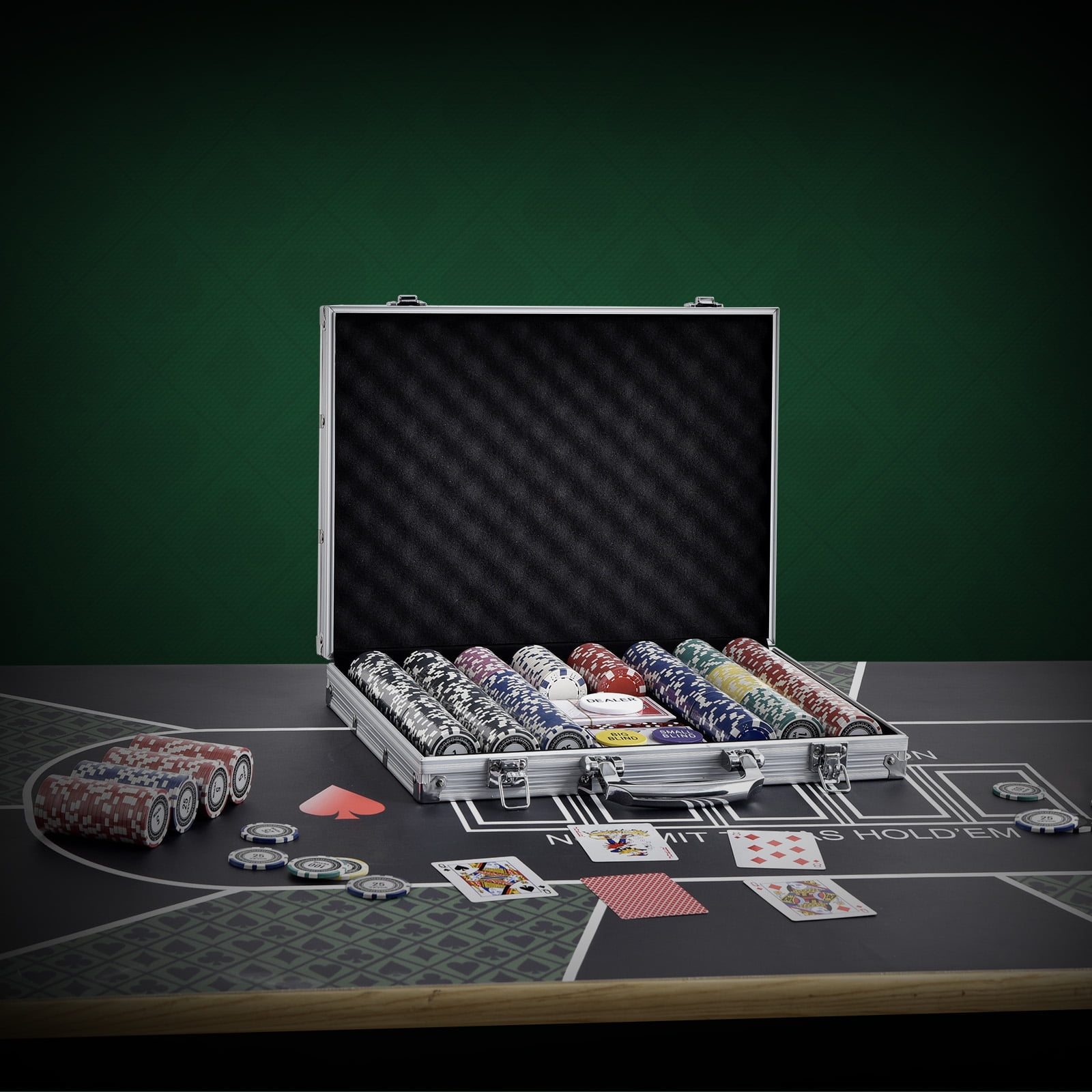 ZENSTYLE Professional 500-piece Poker Chip Set with Aluminum Travel Case, Casino-Style 11.5g Chips - Walmart.com ZENSTYLE Professional 500-piece Poker Chip Set with Aluminum Travel Case, Casino-Style 11.5g Chips - Walmart.com