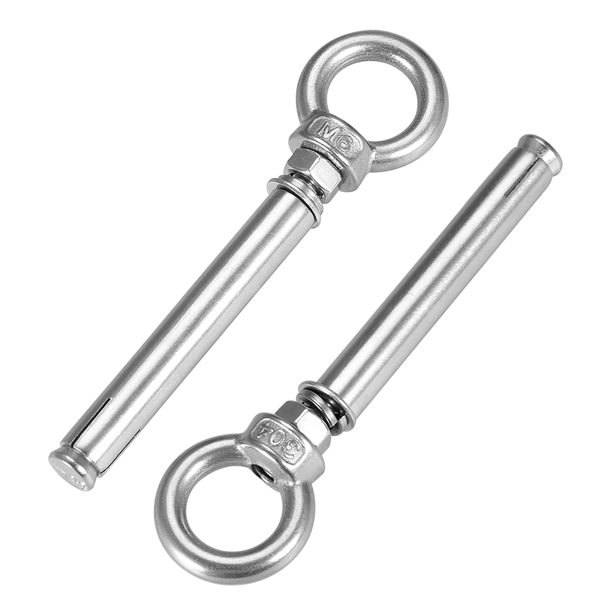 Uxcell M6x80 Expansion Eyebolt Screw Eye Nuts with Ring Anchor Raw