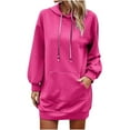 thumbnail image 2 of Fankiway Robes à Manches Longues en Liquidation, Chandails à Capuchon pour Femmes avec Poches, Couleur Unie, Robe Décontractée à Manches Longues pour le Printemps, Grande Taille en Liquidation, 2 of 8