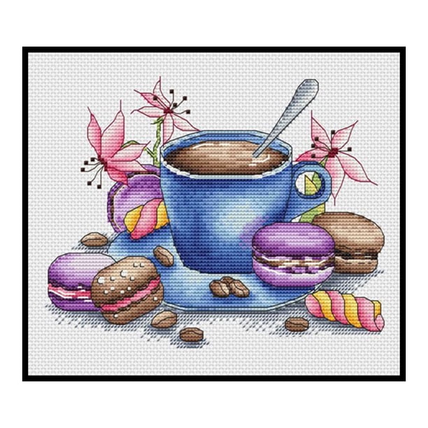 11CT punto de cruz completo café postre estampado DIY Kits de bordado hilo de algodón Likrtyny decoración de arte