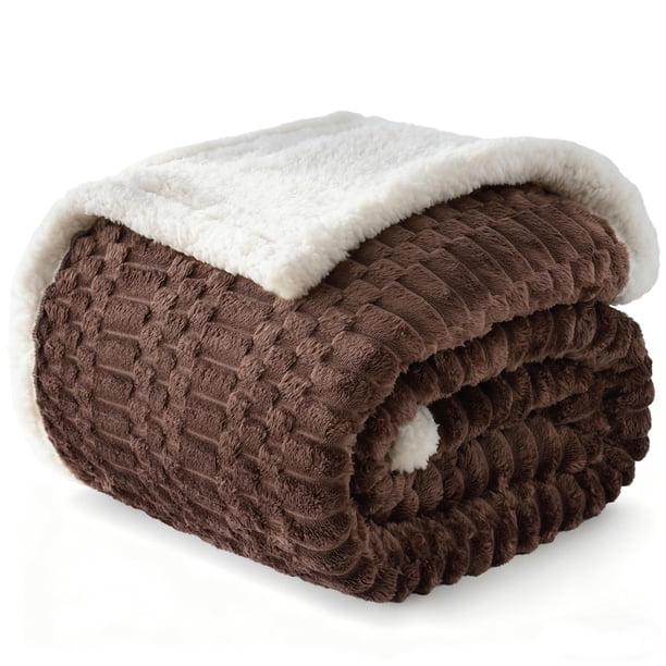 Manta polar Sherpa Gracelife Z01, color café oscuro, 200 x 230 cm