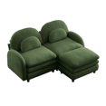 thumbnail image 3 of Miekor Furniture Teddy Fabric Soft Cloud-like Loveseat Sofa,Curved Backrest and Armrest with Curved Lumbar Pillows, Sectional 2 Seater Modular Couch with Movable Ottoman and Supportive Double- No8805, 3 of 9