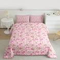 thumbnail image 6 of Homewish Girly Pink Ribbon Queen Comforter Set for Kids, Romantic Rose Floral Bedding Sets, Kawaii Cute Cartoon Theme Reversible Bedding Comforter Set, Super Cozy Room Decor, 3-Piece, 6 of 8