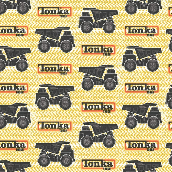 Camelot Fabrics Tonka Tracks and Trucks Yellow Black 100% Cotton Fabric sold by the yard