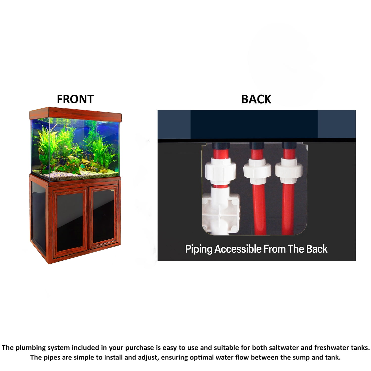 50 Gallon Redwood Tempered Glass Aluminum Fish Tank Aquarium