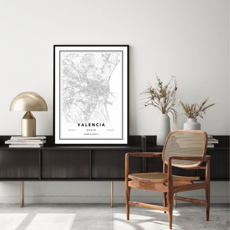 POSTER Valencia Map Print, Map Of Valencia, Valencia City Map Poster, Valencia Map Poster, Minimal Valencia Spain Poster, Map Print-UNFRAMED