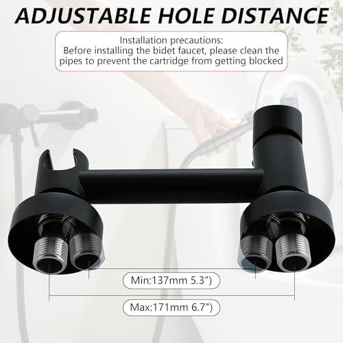 Handheld Bidet Sprayer for Toilet with Hot and Cold Water, Matte Black Stainless Steel Warm Water Round Bidet Spray Attachment Set