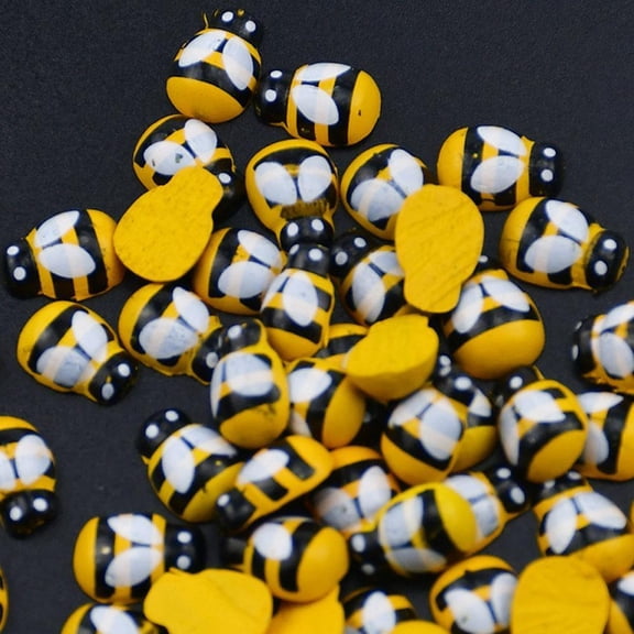Mini Self-Adhesive Wooden Bumblebees, 100-Piece Craft Sticker Set, for DIY Scrapbooking and Home Decor