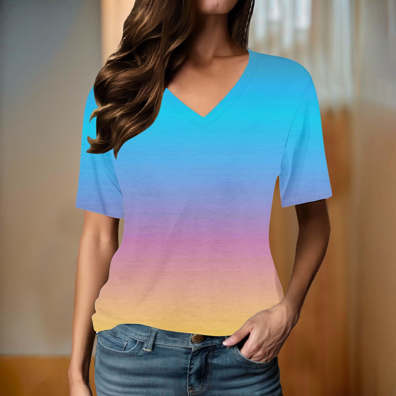 Pull Col Rond Manches Longues Femme 2025 - Sweat Graphique Arc-en-Ciel Tricot Décontracté Haut Tendance Hiver